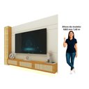 Ver imagem 5 de Estante Home para TV até 85 Polegadas com LED Vidro Reflecta e Portas Rattan 100% MDF 217,6CMX255,2cm Luminare Native Off White