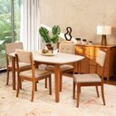 Ver imagem 1 de Conjunto Mesa de Jantar e 4 Cadeiras Tiê CabeCasa MadeiraOriginals Bege/Amêndoa/Off White