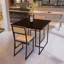 Ver imagem 1 de Conjunto Mesa de Jantar Quadrada Preta 2 Cadeiras Pinus Riviera Industrial Preto Don Castro Decor Ri