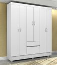 Ver imagem 1 de Guarda-roupa Ecom Ii Flex 128m com Cabideiros, 2 Gavetas e Prateleiras - Branco/rosa Demóbile