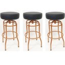 Ver imagem 1 de Kit 3 Banquetas Bar Alta Giratória Cobre Assento Preto - Poltronas do Sul