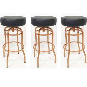 Kit 3 Banquetas Bar Alta Giratória Cobre Assento Preto - Poltronas do Sul