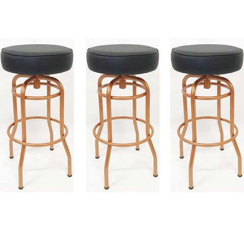 Kit 3 Banquetas Bar Alta Giratória Cobre Assento Preto - Poltronas do Sul