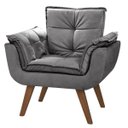 Ver imagem 1 de Poltrona Decorativa Sala Recepção Escritório Opala Grafite 1 Lugar