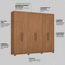 Ver imagem 4 de Guarda Roupa Casal 6 Portas e 3 Gavetas Sumatra - Amêndola Touch