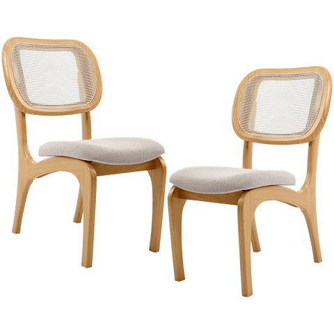 Kit 2 Cadeiras para Sala de Jantar Cozinha Estofada e Tela Mariah L02 Bouclê Creme - Lyam Decor