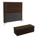Ver imagem 1 de Kit Cabeceira Estofada Decorativa Pegasus e Calçadeira Sagitarius 160 Para Cama Queen Sued Marrom Ar