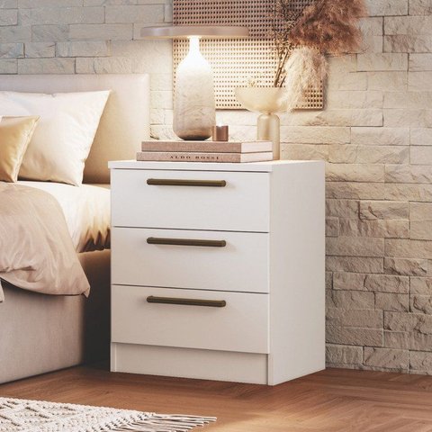 Mesa de Cabeceira Modulada 3 Gavetas Requinte+ 100% MDF Branco