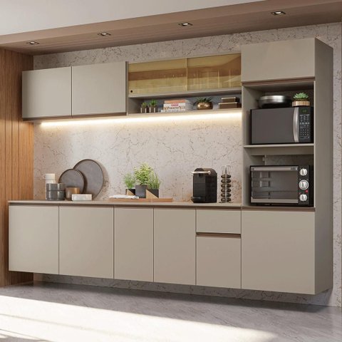 Armário de Cozinha Completa 300cm Suspenso Nice Madesa 03