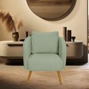Ver imagem 2 de Poltrona Decorativa Dana Pés Palito Madeira Castanho Bouclé Verde Claro - Nexta Casa