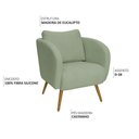 Ver imagem 3 de Poltrona Decorativa Dana Pés Palito Madeira Castanho Bouclé Verde Claro - Nexta Casa