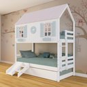 Ver imagem 2 de Treliche Casinha Bela com Coração Kit Escada/Escorregador - Madeira Maciça Branco/Rosa/Verde