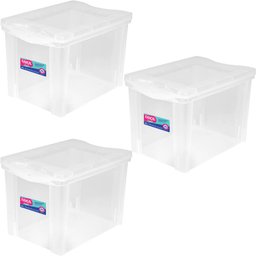 3 Caixas Organizadoras Ordene com Tampa Click 30l 42,5x30,5c - 1