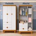 Ver imagem 7 de Conjunto Berço 2 em 1 e Roupeiro 3 Portas 3 Gavetas Apolo - Branco Fosco/ Savana Fosco