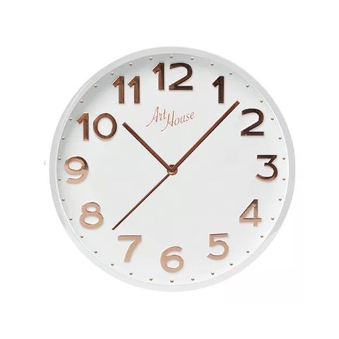 Relógio Parede 30cm - Branco com Rose Gold Art House