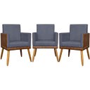 Ver imagem 1 de Kit 3 Poltronas Decorativas Modernas para Sala Lis Corino e Suede Cores Pé Palito