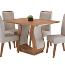 Ver imagem 2 de Conjunto para Sala de Jantar com 4 Cadeiras Pinole Yescasa Bege/Mel