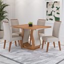 Ver imagem 1 de Conjunto para Sala de Jantar com 4 Cadeiras Pinole Yescasa Bege/Mel