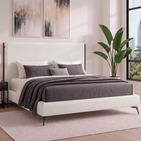 Cama Japonesa com Cabeceira Almeria Corea Queen Facto Off White- Sallar Home
