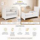 Ver mais imagens de Berço Tutto Laqueado 2 em 1 100% MDF 61734 Branco Soft Matic Moveis