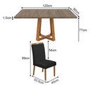 Ver imagem 4 de Mesa Isabela 1,2m Freijó Pés Cerejeira 4 Cadeiras Heloísa Almofadada Restaurante - Preto Veludo