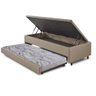 Bicama Box com Baú Solteirão Courino Linho Bege 96x203 com Colchão Auxiliar Ecoflex - 2