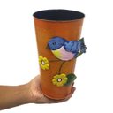 Ver imagem 2 de Vaso Enfeite Jardim Quintal Varanda Passaro Flor de Ferro Laranja