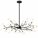Ver imagem 1 de Lustre Teto 75cm Ramos de Árvore 30 Leds Luminária Metal Preto Pétalas Gimpo Ra30b