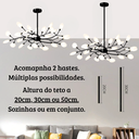 Ver mais imagens de Lustre Teto 75cm Ramos de Árvore 30 Leds Luminária Metal Preto Pétalas Gimpo Ra30b