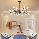 Ver imagem 2 de Lustre Teto 75cm Ramos de Árvore 30 Leds Luminária Metal Preto Pétalas Gimpo Ra30b