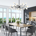 Ver imagem 4 de Lustre Teto 75cm Ramos de Árvore 30 Leds Luminária Metal Preto Pétalas Gimpo Ra30b