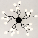 Ver imagem 3 de Lustre Teto 75cm Ramos de Árvore 30 Leds Luminária Metal Preto Pétalas Gimpo Ra30b