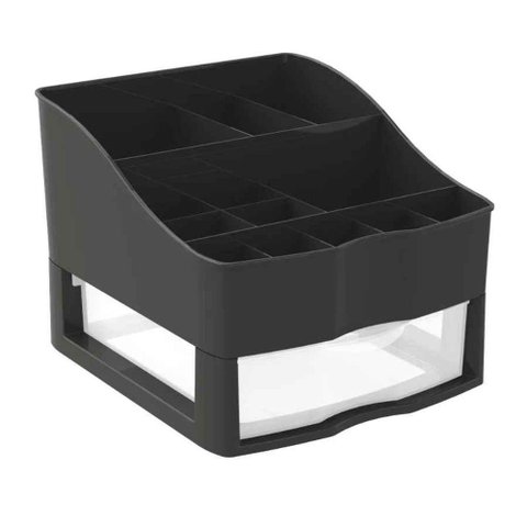 Kit Organizador de Cosméticos e Maquiagem Preto C/1 Gaveta Nitron