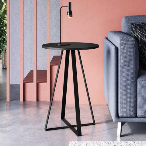 Mesa Lateral de Apoio com Pés Metálicos 45x45cm 27940 Artesano - Preto