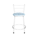 Ver imagem 4 de Jogo 2 Banqueta Baixa Para Cozinha Epoxi Branca Estofado Floral Floral