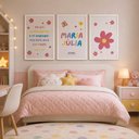 Ver imagem 2 de Kit Quadros Infantil com Nome - Flores:40x60/Moldura Branca