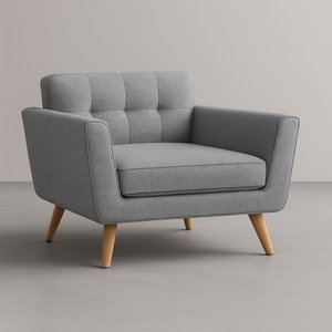 Poltrona Conceito Burn Linho Premium - Cinza