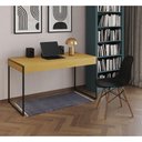 Ver imagem 1 de Mesa De Escritório Industrial Canela 137X53Cm Base Ferro Preto Com 1 Cadeira Pretae