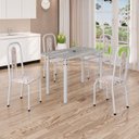 Ver imagem 1 de Conjunto de Mesa com 4 Cadeiras Lívia Branco/Bege