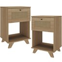Ver imagem 1 de Kit 02 Mesas de Cabeceira para Quarto 43cm 1 Gaveta 3D Tessaro A05 Carvalho - Lyam Decor