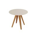 Ver imagem 1 de Mesa P/ Cozinha Duna Premium Madeira Maciça C/ Tampo Madeirado C/ Vidro 120x120cm Carvalho/off