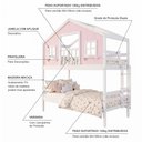 Ver imagem 5 de Beliche Infantil Casinha Dos Sonhos com Varanda Madeira Maciça Rosa/ Branco Megamobilia
