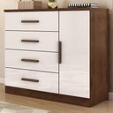 Ver imagem 2 de Comoda 4 Gavetas 1 Porta Novage 115 cm Jacaranda Off White Zanz