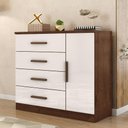 Ver imagem 5 de Comoda 4 Gavetas 1 Porta Novage 115 cm Jacaranda Off White Zanz
