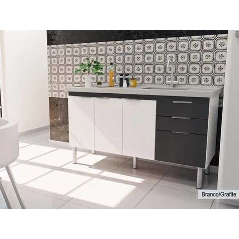 Gabinete Cozinha Fit 114cm - Branco/grafite - Fimap