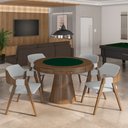 Ver mais imagens de Kit 4 Cadeiras Sala de Jantar e Jogos Carteados Madeira Maciça Poker Linho Cinza/nogueira G42 - Gran