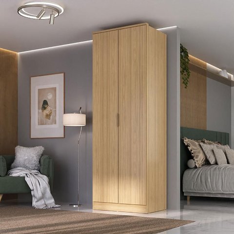Guarda Roupa 81cm 2 Portas de Abrir C/ 2 Gavetas 100% Mdf Cor:olmo