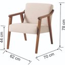Ver imagem 3 de Poltrona Decorativa Flavia Bege em Algodão com Braços e Estrutura em Madeira Maciça - Ease