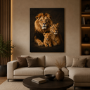 Ver imagem 1 de Quadro Decorativo Família de Leões Canvas Premium Sala 60x90