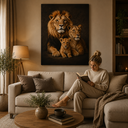 Ver imagem 2 de Quadro Decorativo Família de Leões Canvas Premium Sala 60x90